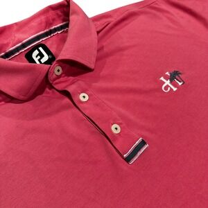 FootJoy Mens XL Polo Golf Shirt Pink Palm Tree Logo Performance